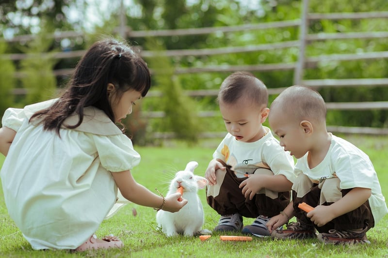 Kids on a nature scavenger hunt